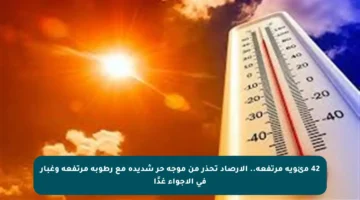42 مئوية مرتفعة.. الأرصاد تحذر من موجة حر شديدة مع رطوبة مرتفعة وغبار في الأجواء غدًا